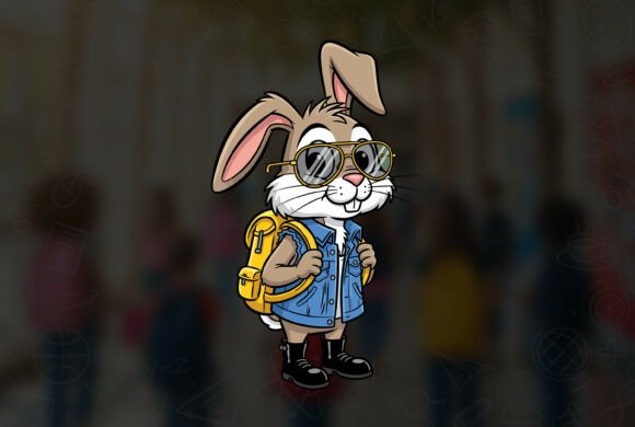 03 Rabbit Back to School Vector Design: A Versatile Asset for Creative and Commercial Use