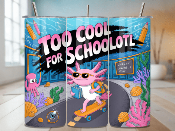 Back to School Cool Axolotl Tumbler Wrap: A Stylish and Functional Design for Your 20oz Skinny Tumbler