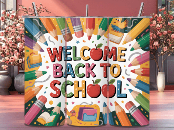 Back to School Pencil Tumbler Wrap PNG: A Modern Design for Personalized Sublimation