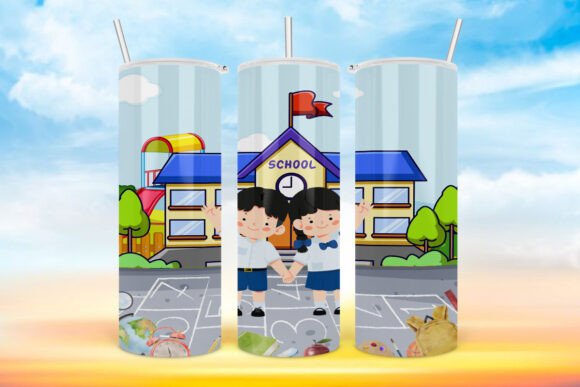 Back to School Tumbler Wrap PNG for Creative Use