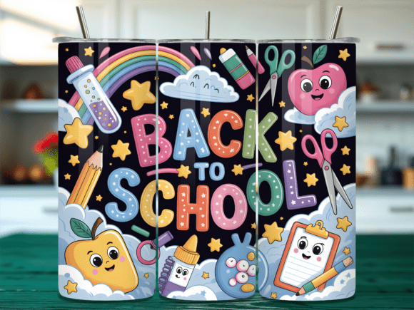 Fun Kawaii Back to School Tumbler Wrap