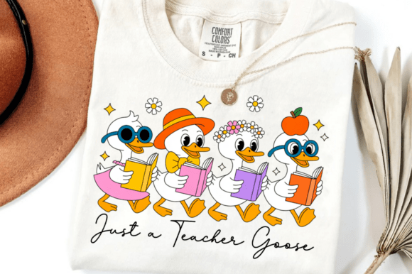 Preppy Back to School Teacher Goose PNG